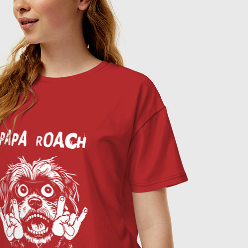 Женская футболка оверсайз Papa Roach rock dog / Красный – фото 3