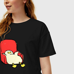 Футболка оверсайз женская Толстая утка в кресле, цвет: черный — фото 2