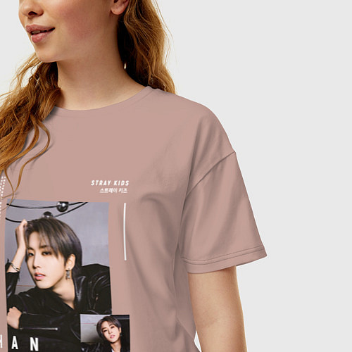 Женская футболка оверсайз Stray kids Han Jisung / Пыльно-розовый – фото 3