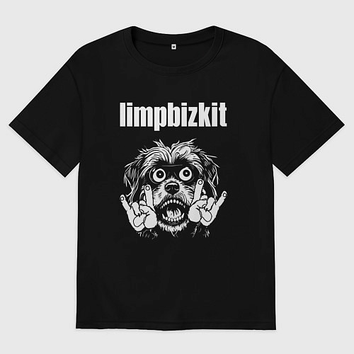 Женская футболка оверсайз Limp Bizkit rock dog / Черный – фото 1