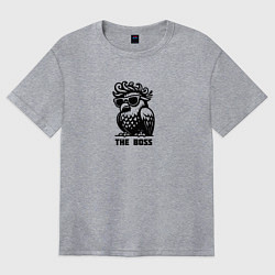 Женская футболка оверсайз Крутой голубь в очках и надпись - The Boss