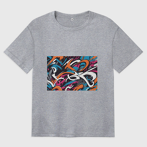 Женская футболка оверсайз Граффити абстракция / Меланж – фото 1