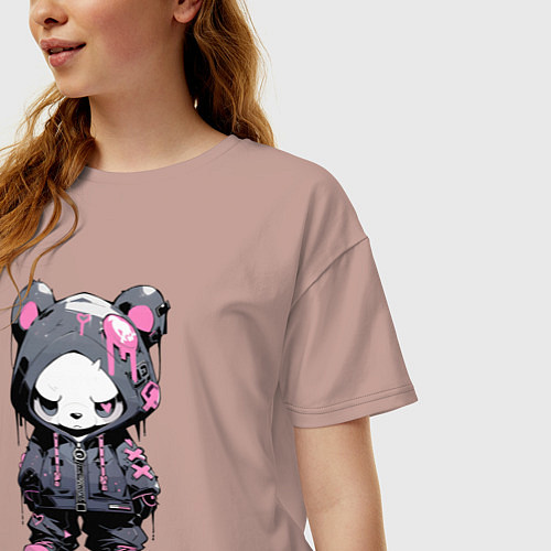 Женская футболка оверсайз Да - я злой / Пыльно-розовый – фото 3