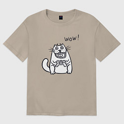 Футболка оверсайз женская Котик вау, цвет: миндальный