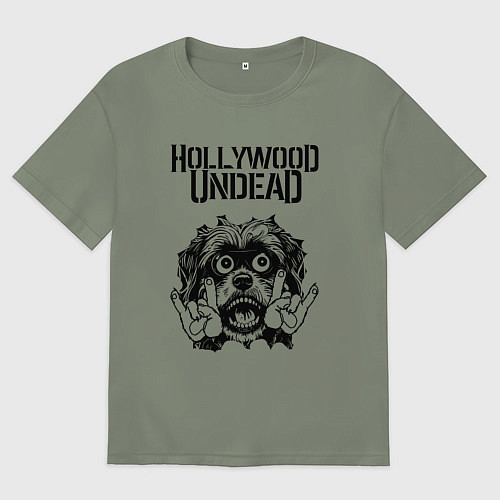 Женская футболка оверсайз Hollywood Undead - rock dog / Авокадо – фото 1