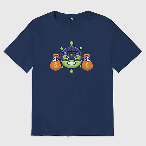 Женская футболка оверсайз Вирус грабитель / Тёмно-синий – фото 1