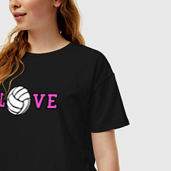 Футболка оверсайз женская Love volley, цвет: черный — фото 2