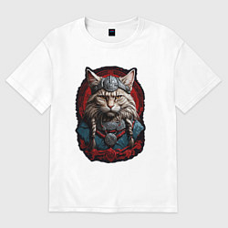 Женская футболка оверсайз Кот викинг