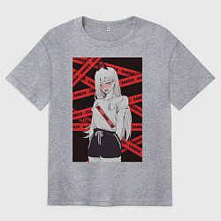 Женская футболка оверсайз Человек-бензопила Пауэр стесняется