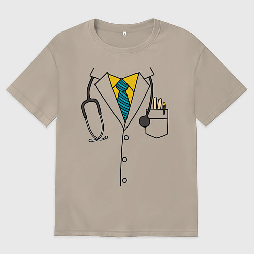 Женская футболка оверсайз Халат врача / Миндальный – фото 1