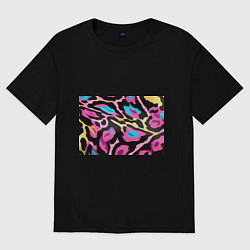 Женская футболка оверсайз Пятна леопарда цветные