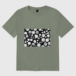 Женская футболка оверсайз Круги на темном фоне