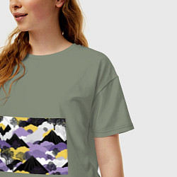 Футболка оверсайз женская Япония горы, цвет: авокадо — фото 2