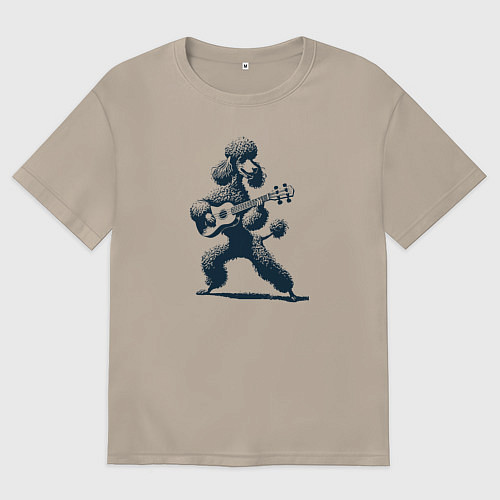 Женская футболка оверсайз Пудель играет на гитаре укулеле / Миндальный – фото 1