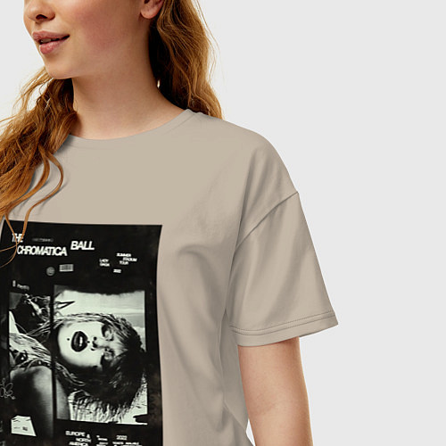 Женская футболка оверсайз Леди Гага постер / Миндальный – фото 3