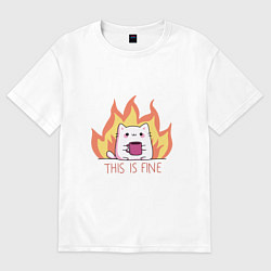 Футболка оверсайз женская Котик в порядке, цвет: белый