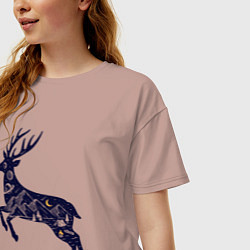 Футболка оверсайз женская Космический олень, цвет: пыльно-розовый — фото 2