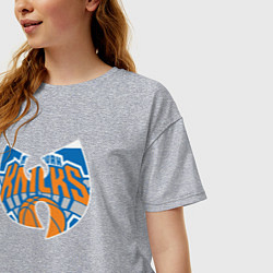 Футболка оверсайз женская Wu-tang knicks, цвет: меланж — фото 2