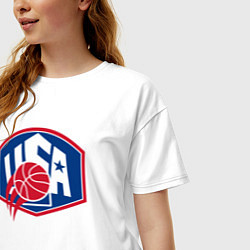 Футболка оверсайз женская Баскетбол США, цвет: белый — фото 2