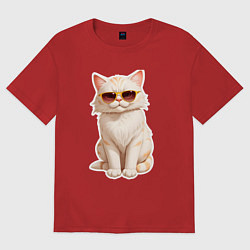 Женская футболка оверсайз Кот в солнечных очках