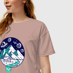Футболка оверсайз женская Space mountains, цвет: пыльно-розовый — фото 2