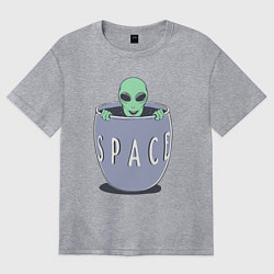 Футболка оверсайз женская Космический пришелец, цвет: меланж