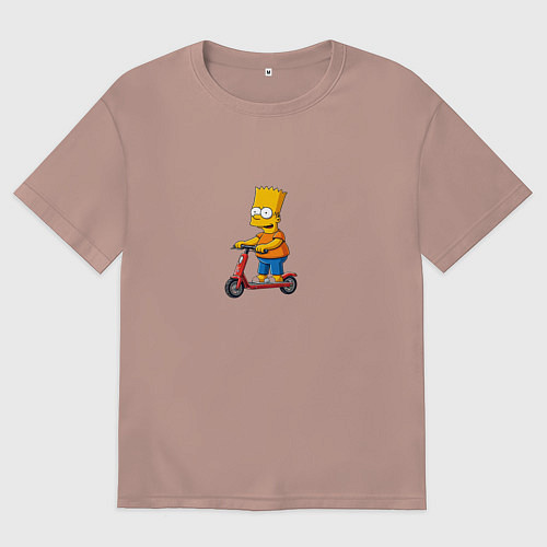 Женская футболка оверсайз Барт Симпсон на самокате / Пыльно-розовый – фото 1