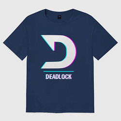 Футболка оверсайз женская Deadlock в стиле glitch и баги графики, цвет: тёмно-синий