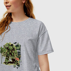 Футболка оверсайз женская Каратель в силовой броне, цвет: меланж — фото 2