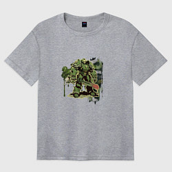 Футболка оверсайз женская Каратель в силовой броне, цвет: меланж