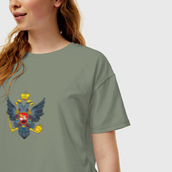 Футболка оверсайз женская Россия герб символика, цвет: авокадо — фото 2
