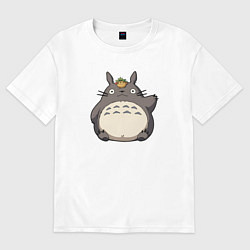 Женская футболка оверсайз Тоторо машет лапкой