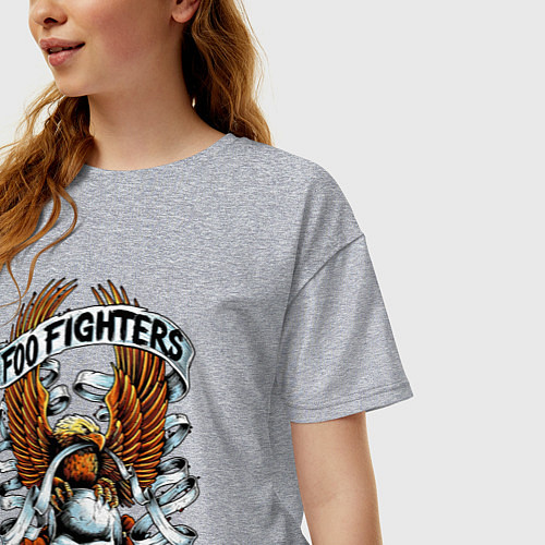 Женская футболка оверсайз Foo Fighters - eagle / Меланж – фото 3
