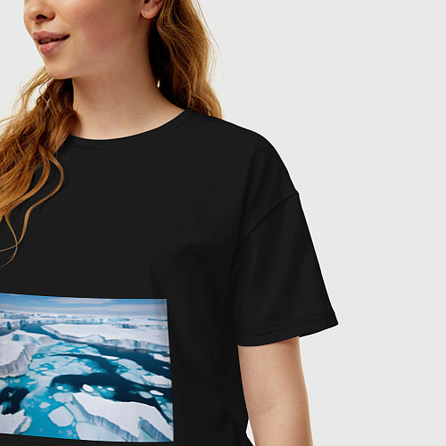 Женская футболка оверсайз Арктический лед / Черный – фото 3