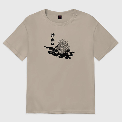 Женская футболка оверсайз Бесстрашный самурай / Миндальный – фото 1