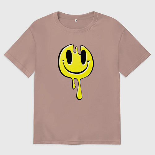 Женская футболка оверсайз Текучий смайлик - эмоция радости / Пыльно-розовый – фото 1