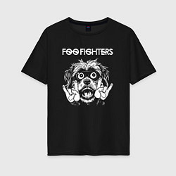 Футболка оверсайз женская Foo Fighters rock dog, цвет: черный