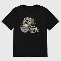 Футболка оверсайз женская Horror coffee, цвет: черный