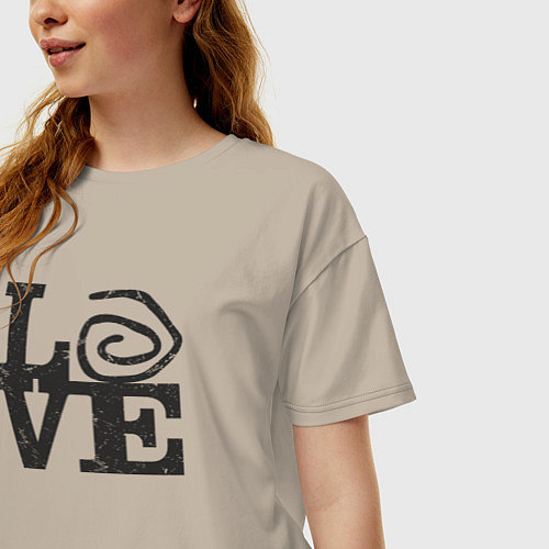 Женская футболка оверсайз Love true detective / Миндальный – фото 3