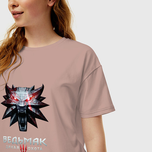 Женская футболка оверсайз Ведьмак лого из игры / Пыльно-розовый – фото 3