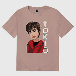 Футболка оверсайз женская Tokio - money heist, цвет: пыльно-розовый