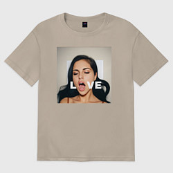 Футболка оверсайз женская Sasha Gray love big angel, цвет: миндальный