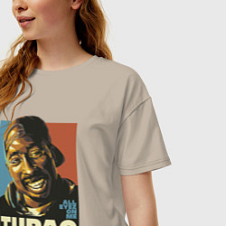 Футболка оверсайз женская Tupac - all eyez on me, цвет: миндальный — фото 2