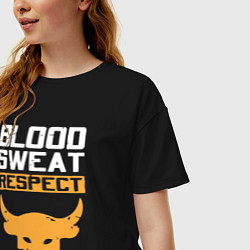 Футболка оверсайз женская Blood sweet respect logo, цвет: черный — фото 2