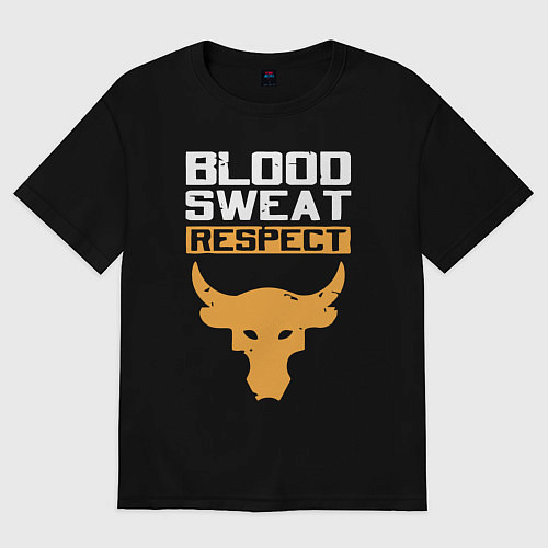 Женская футболка оверсайз Blood sweet respect logo / Черный – фото 1