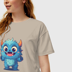 Футболка оверсайз женская Милый монстр йети, цвет: миндальный — фото 2