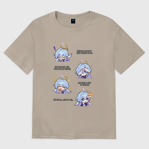 Женская футболка оверсайз Зарянка фразы / Миндальный – фото 1