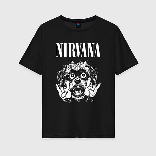 Женская футболка оверсайз Nirvana rock dog / Черный – фото 1