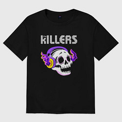 Футболка оверсайз женская The Killers - неоновый череп, цвет: черный