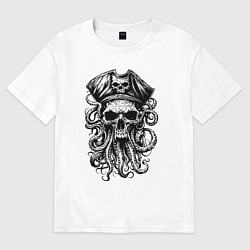 Футболка оверсайз женская Octopus skull, цвет: белый